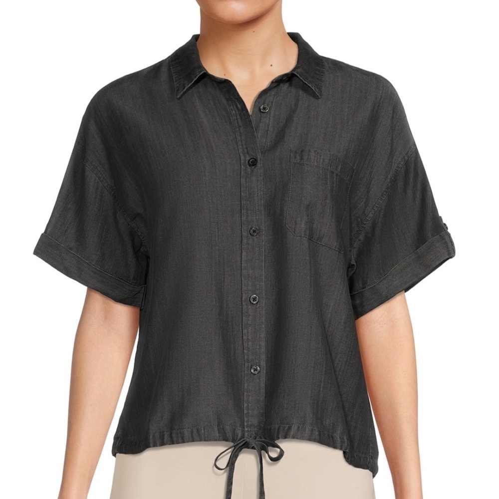 Time & TRU Black Chambray Utility Top Shirt Blouse size XXXL (22)
